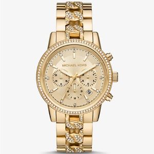Michael Kors ritz crystal pavé curb link watch